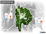 2020年02月19日の山梨県の実況天気