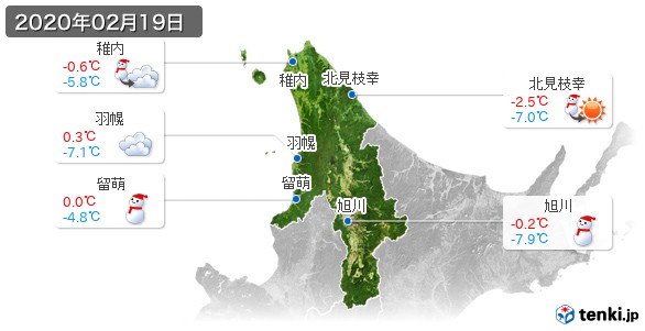 道北(2020年02月19日の天気