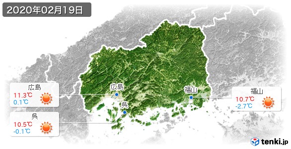 広島県(2020年02月19日の天気