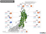 2020年02月20日の東北地方の実況天気