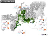 2020年02月20日の東海地方の実況天気