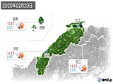 2020年02月20日の島根県の実況天気