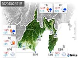 2020年02月21日の静岡県の実況天気