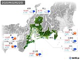 2020年02月22日の東海地方の実況天気