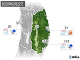 2020年02月22日の岩手県の実況天気