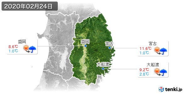 岩手県(2020年02月24日の天気