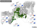 2020年02月25日の東海地方の実況天気