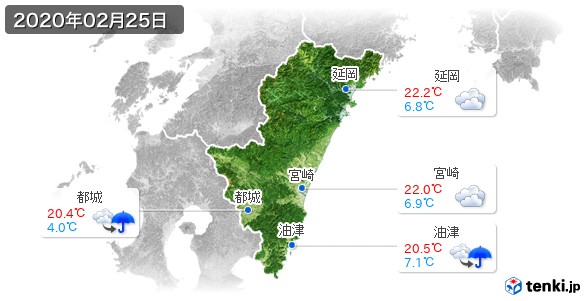 宮崎県(2020年02月25日の天気