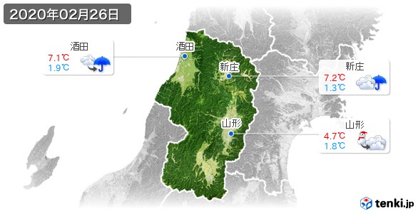 山形県(2020年02月26日の天気