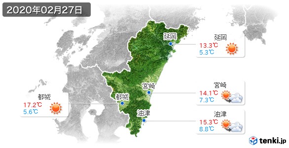 宮崎県(2020年02月27日の天気