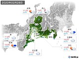 2020年02月28日の東海地方の実況天気