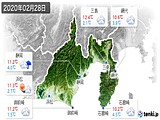2020年02月28日の静岡県の実況天気