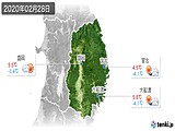 2020年02月28日の岩手県の実況天気