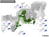 2020年02月29日の東海地方の実況天気