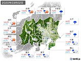 2020年03月02日の関東・甲信地方の実況天気