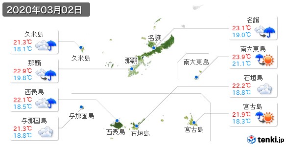 沖縄県(2020年03月02日の天気
