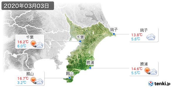 千葉県(2020年03月03日の天気