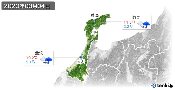 石川県(2020年03月04日の天気