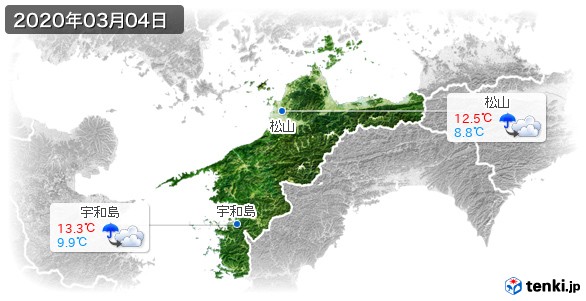 愛媛県(2020年03月04日の天気