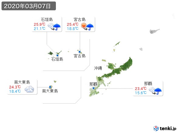沖縄地方(2020年03月07日の天気