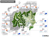 2020年03月09日の関東・甲信地方の実況天気
