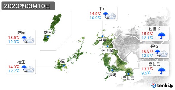 長崎県(2020年03月10日の天気