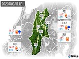 2020年03月11日の長野県の実況天気