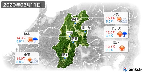 長野県(2020年03月11日の天気