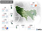 2020年03月13日の東京都の実況天気