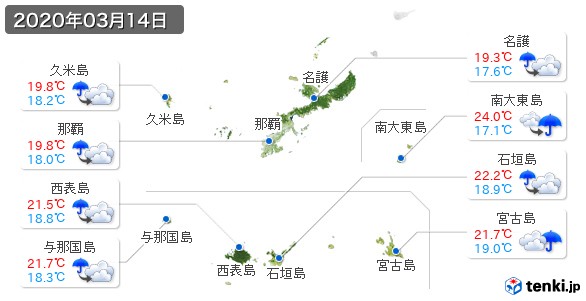 沖縄県(2020年03月14日の天気