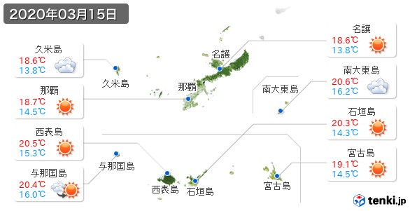 沖縄県(2020年03月15日の天気