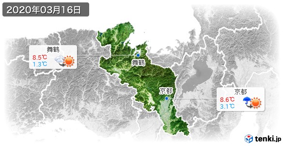 京都府(2020年03月16日の天気
