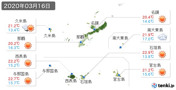 沖縄県(2020年03月16日の天気