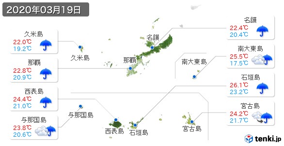 沖縄県(2020年03月19日の天気
