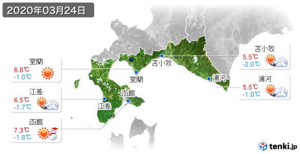 道南(2020年03月24日の天気