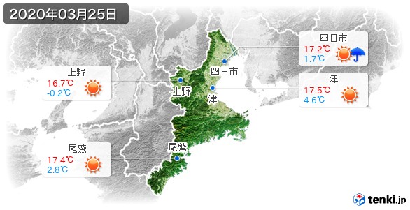 三重県(2020年03月25日の天気