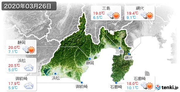 静岡県(2020年03月26日の天気