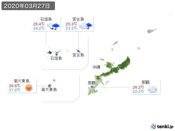 沖縄地方(2020年03月27日の天気