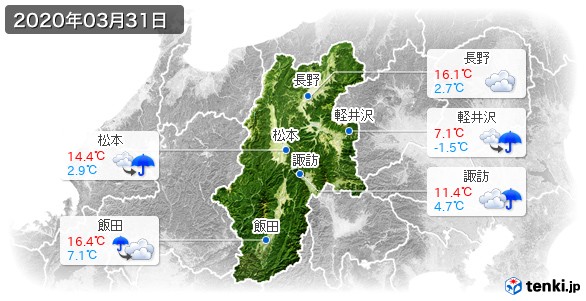 長野県(2020年03月31日の天気