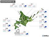 2020年04月01日の北海道地方の実況天気
