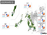 2020年04月01日の長崎県の実況天気