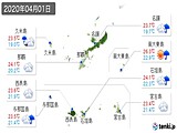 2020年04月01日の沖縄県の実況天気