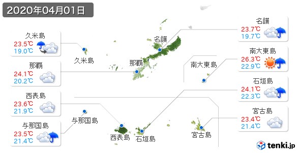 沖縄県(2020年04月01日の天気