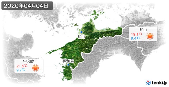 愛媛県(2020年04月04日の天気