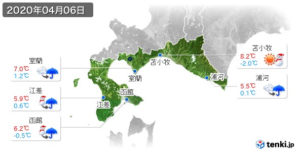 道南(2020年04月06日の天気