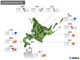 2020年04月07日の北海道地方の実況天気