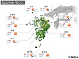 2020年04月10日の九州地方の実況天気