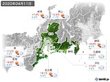 2020年04月11日の東海地方の実況天気