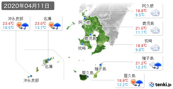 鹿児島県(2020年04月11日の天気