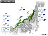 2020年04月13日の北陸地方の実況天気